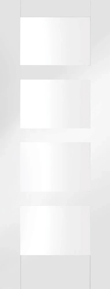 Internal White Primed Shaker 4 Panel Clear Glazed Fire Door