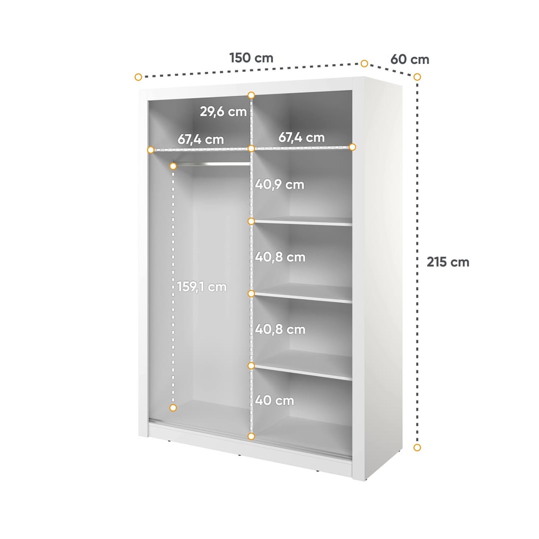 Liberty Arti 18 - 2 Sliding Door Wardrobe 150cm