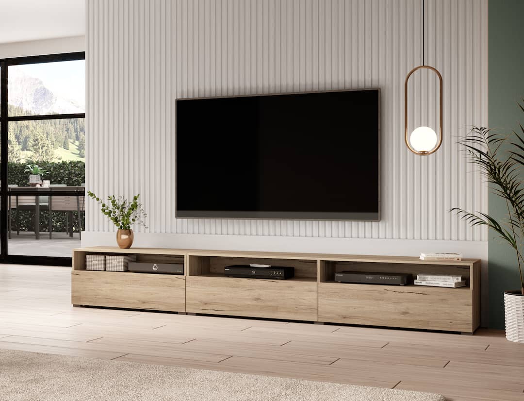 Baros 40 TV Cabinet 270cm [Oak] - Lifestyle Image