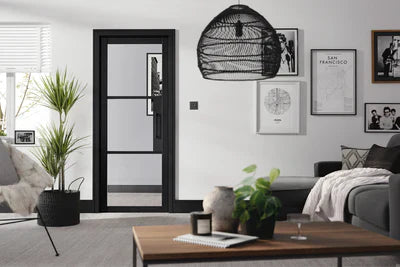 Internal Black Pre-Finished Tribeca 3L Clear Glazed Door