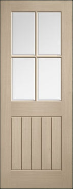 Internal Blonde Oak Mexicano Clear Bevelled 4L Glazed Pre-Finished Door