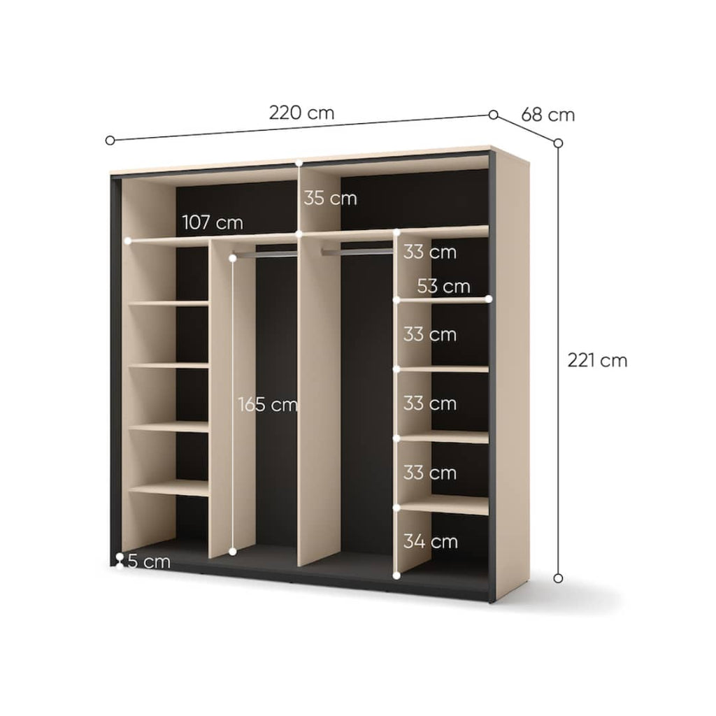 Liberty Enna EN-01 Sliding Door Wardrobe 220cm