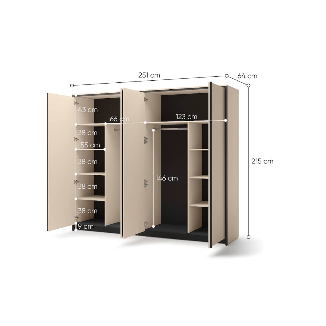 Liberty Enna EN-06 Hinged Door Wardrode 251cm