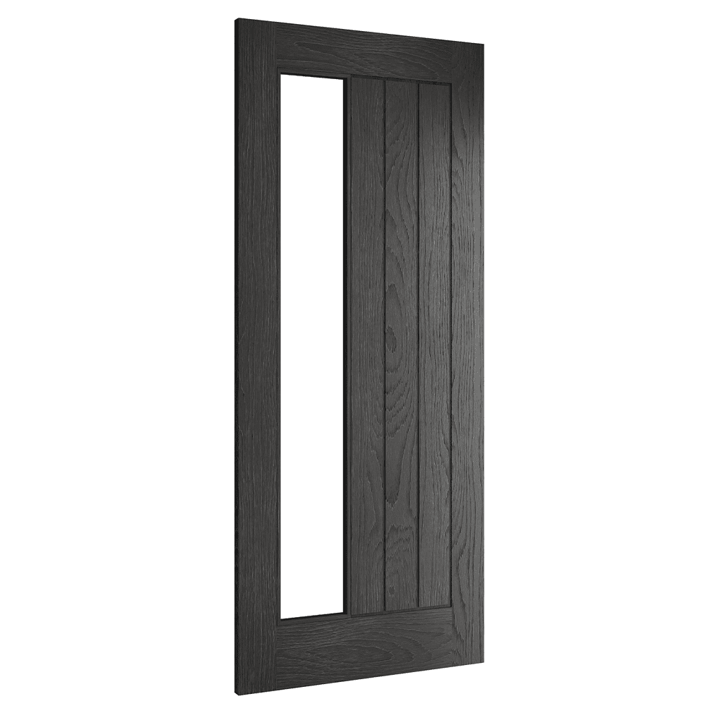 Deanta Ely 1SL Brushed Black Oak Internal Door with Glass