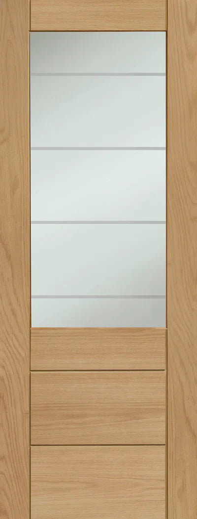 XL Joinery Internal Essential Oak Palermo 2XG with Clear Etched Glass