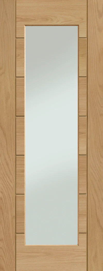 XL Joinery Internal Oak Essential Palermo Door Pre-Finished 1 Light with Clear Glass