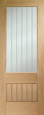 XL Joinery Internal Essential Oak Pre-Finished Suffolk Door 2XG Clear Etched Glass