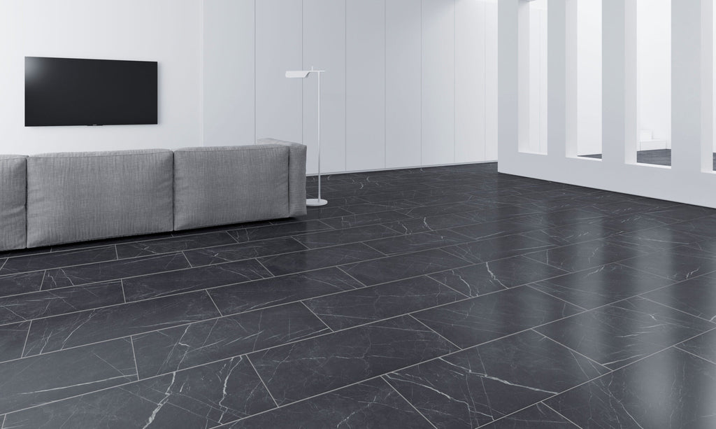 FAUS  Industry Tile Black Marble Tile 8mm Laminate Floor