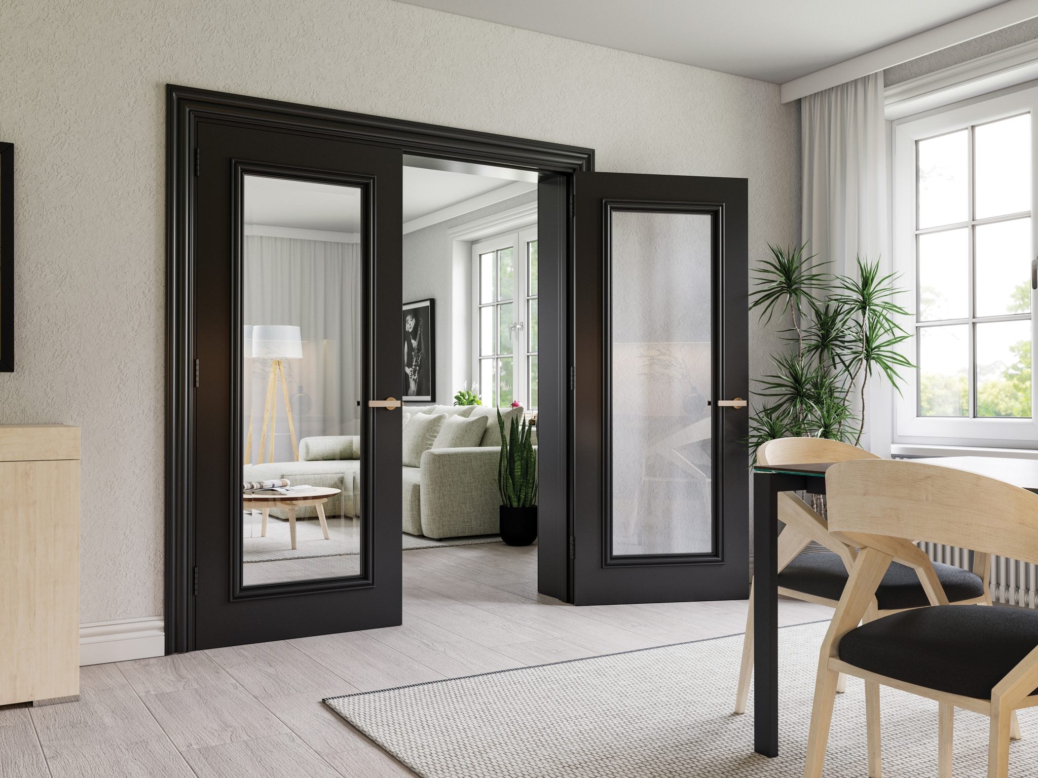 Deanta Blenheim Prefinished Black Internal Door with Glass