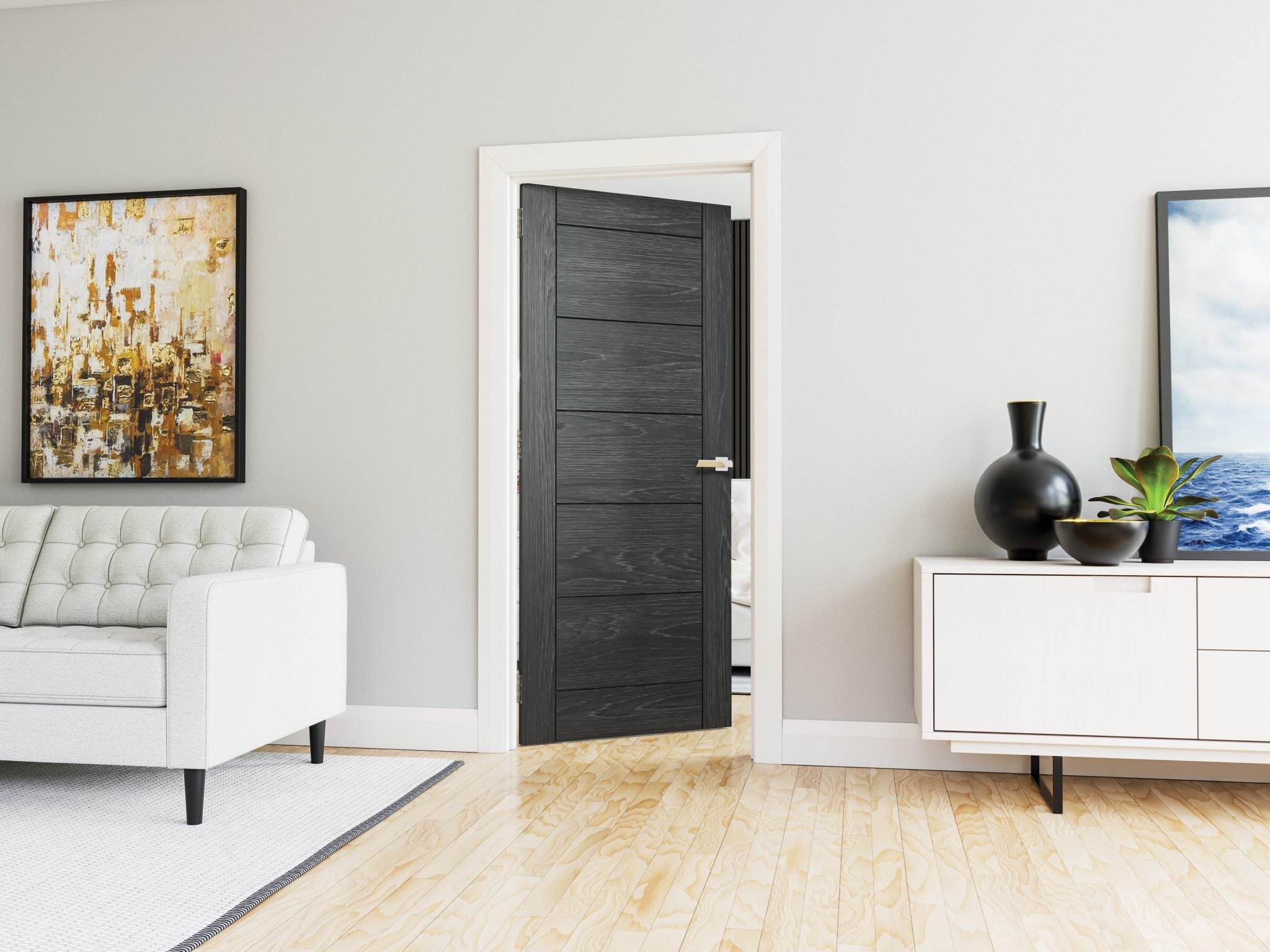 Deanta Seville Brushed Black Oak Internal Door