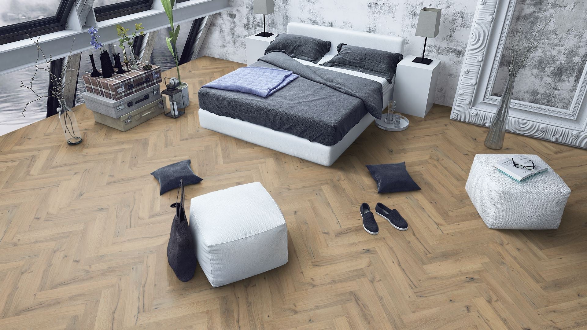 Liberty Sienna Florence Oak Herringbone 14mm Engineered Wood Flooring 90mm