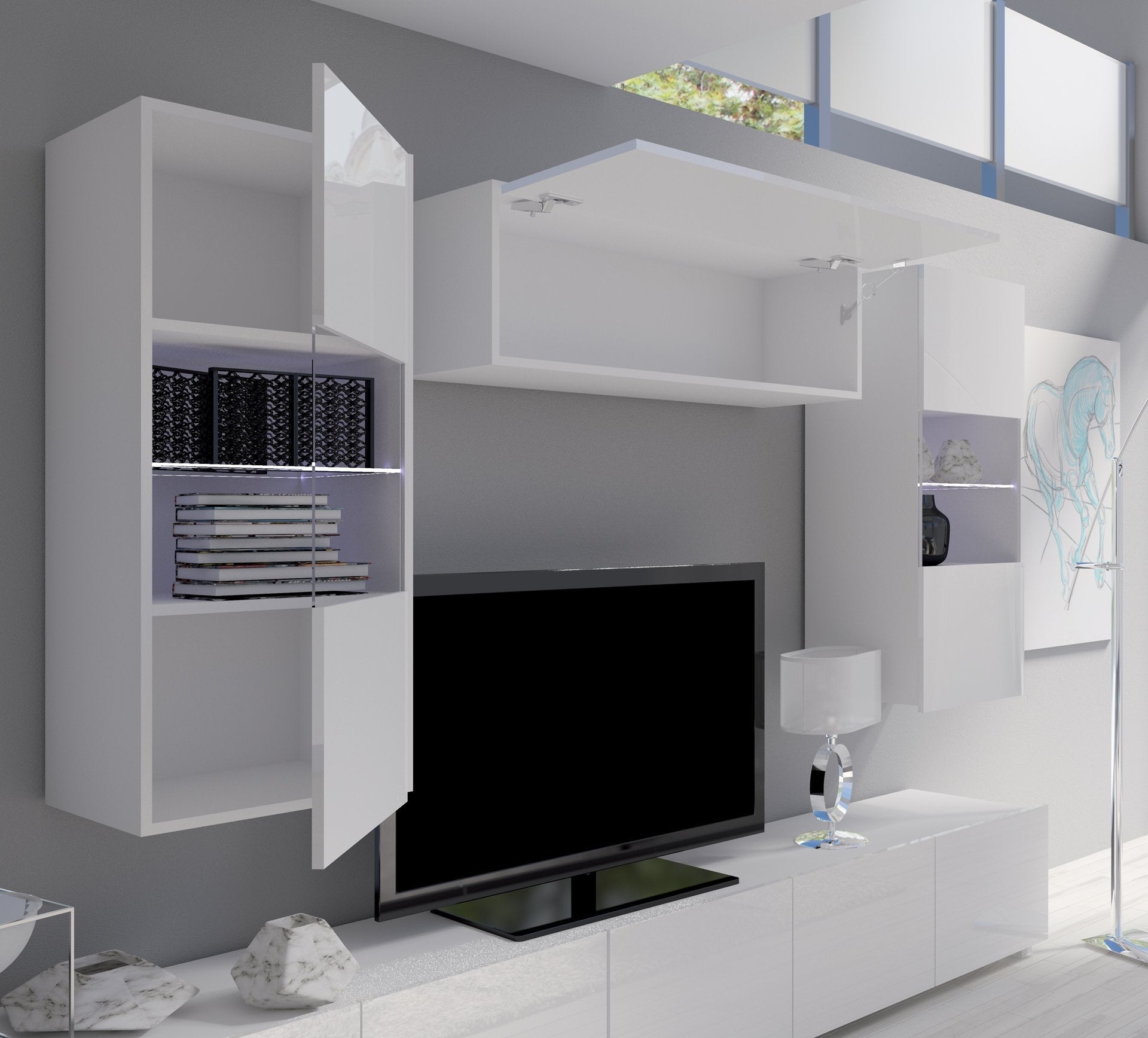 Calabrini Wall Cabinet 105cm [Black] - Lifestyle Image 3