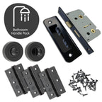 Curone Fire Door Handle Pack Matt Black with 75mm Latch