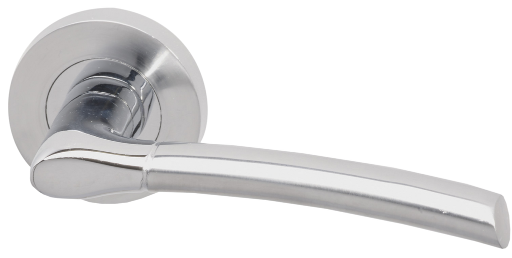 Drava  Door Handle Bathroom Pack Chrome/Satin Chrome with Lock and 65mm Latch