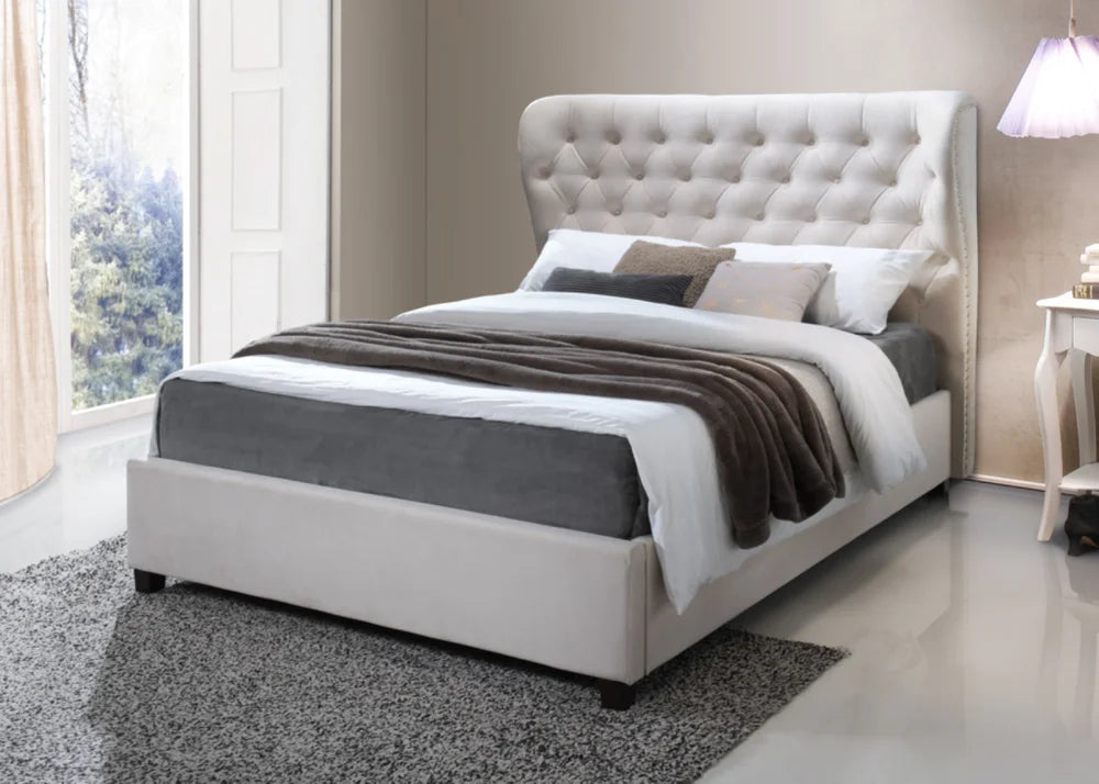 Sareer Infinity Cream Fabric Ottoman Bed