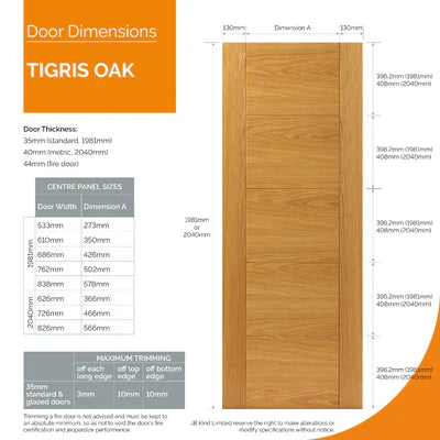Liberty Internal Oak Tigris Fire Door FD30