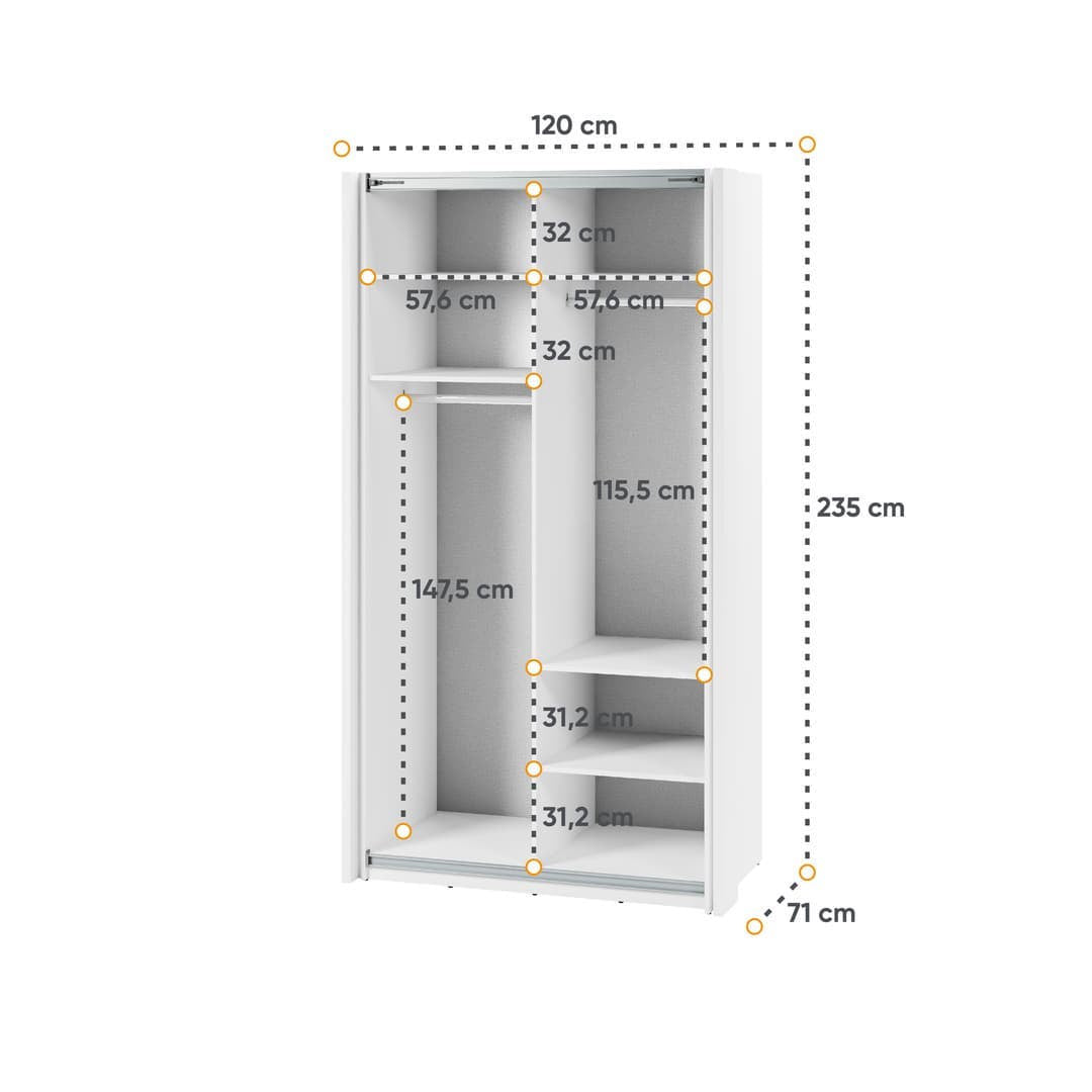 Liberty Maxi MX-01 Sliding Door Wardrobe 120cm