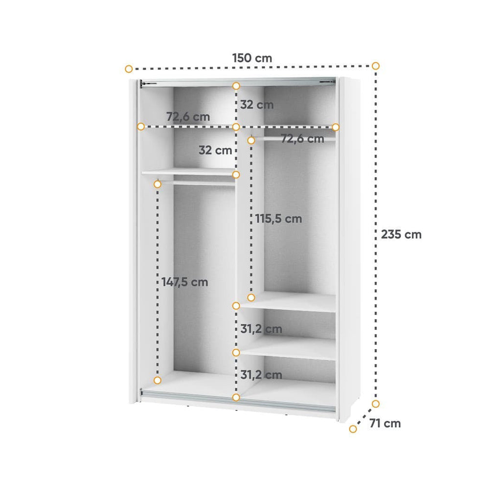 Liberty Maxi MX-02 Sliding Door Wardrobe 150cm
