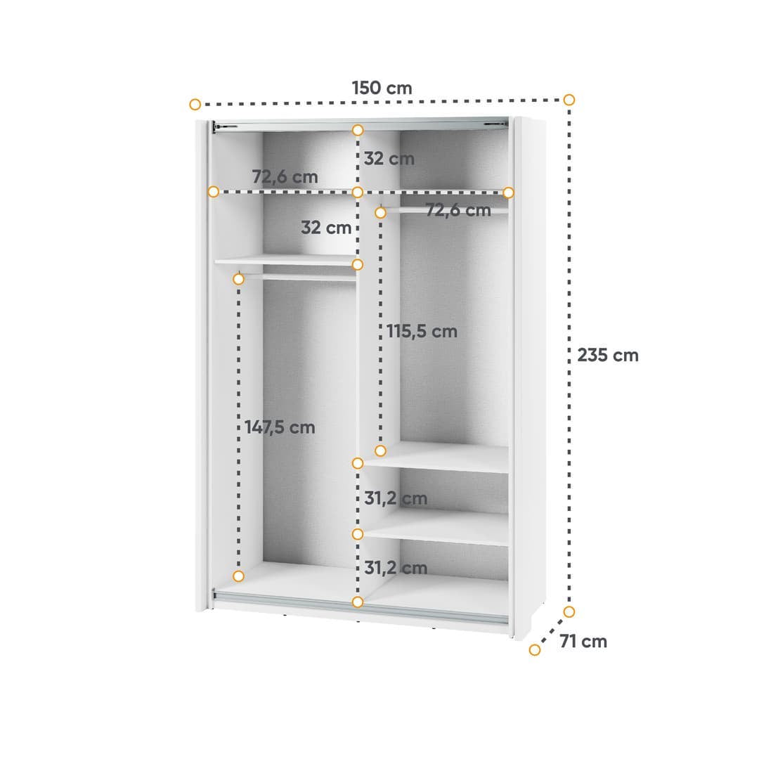 Liberty Maxi MX-02 Sliding Door Wardrobe 150cm