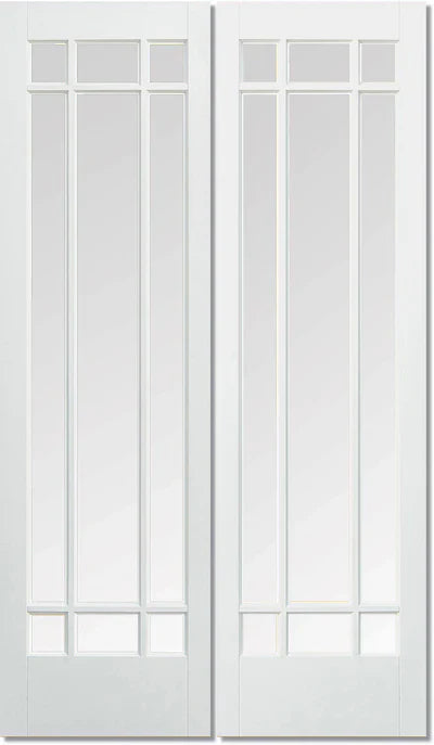 Internal White Door Solid Primed Manhattan Glazed Pair