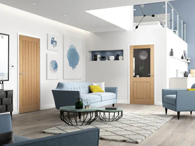 Internal LPD Prefinished Oak Mexicano Half Light Glazed Fire Door