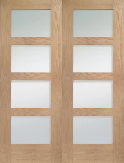 XL Joinery Oak Shaker Door Pair Clear Glazed
