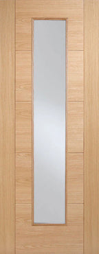Internal Oak Vancouver Glazed Fire Door FD30 With Long Glass Panel