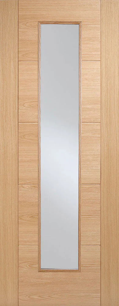 Internal Oak Vancouver Glazed Fire Door FD30 With Long Glass Panel