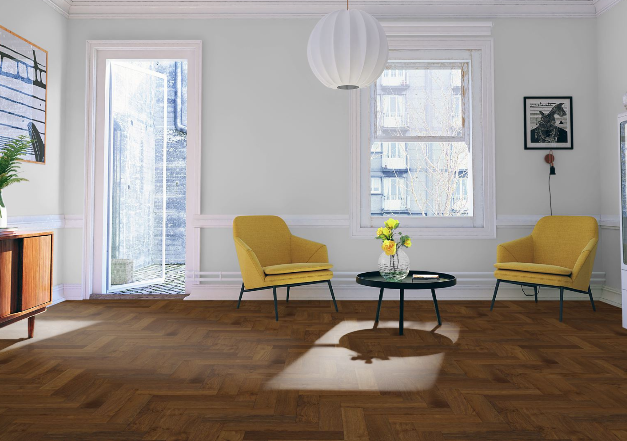 Liberty Lignum Strata  Double Smoked & Brushed Oak 15x90mm 15mm Engineered Wood Flooring Herringbone