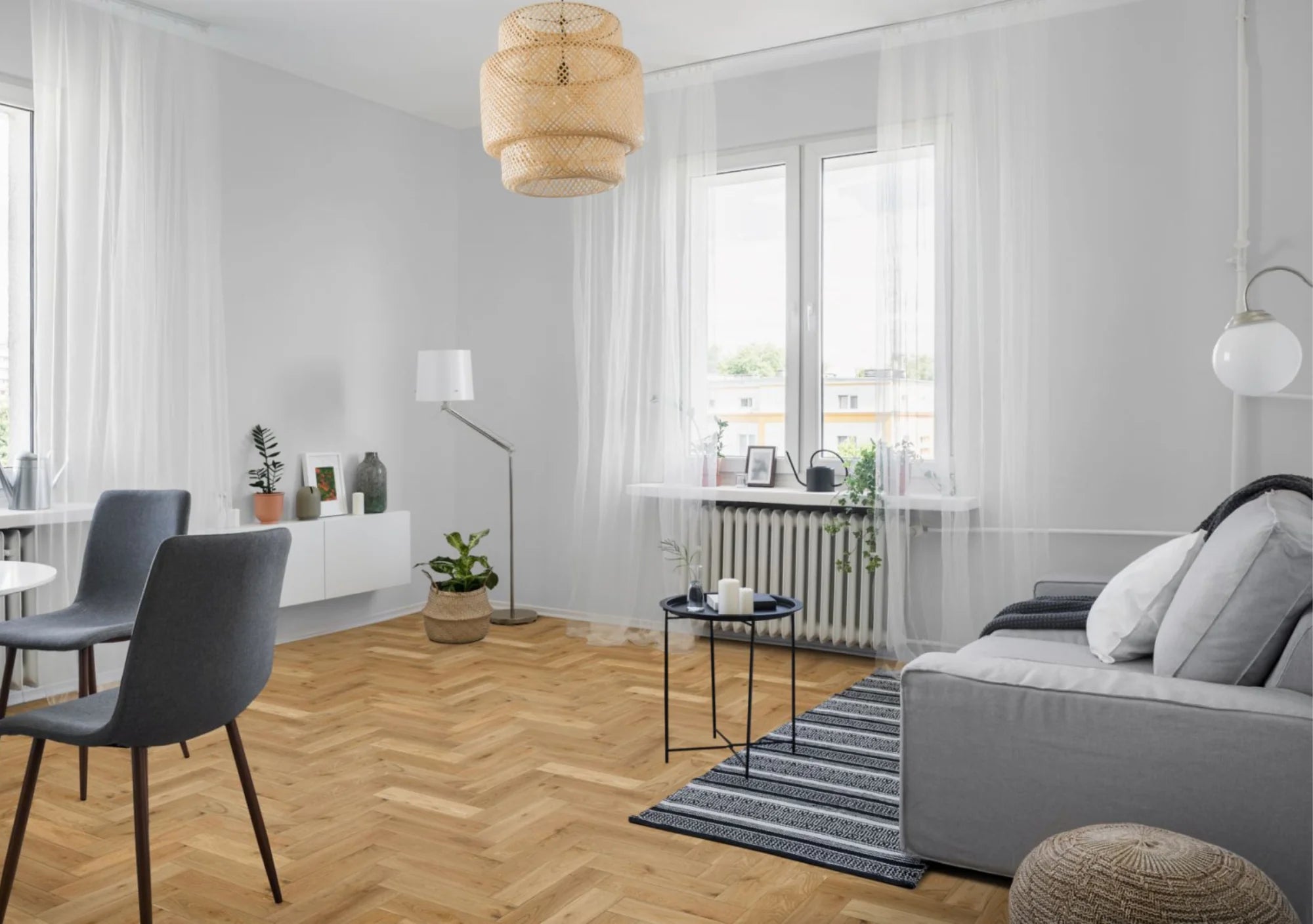 Liberty Natural Oak 15x90mm Matt Lacquered & Brushed Herringbone 15mm Engineered Wood Flooring