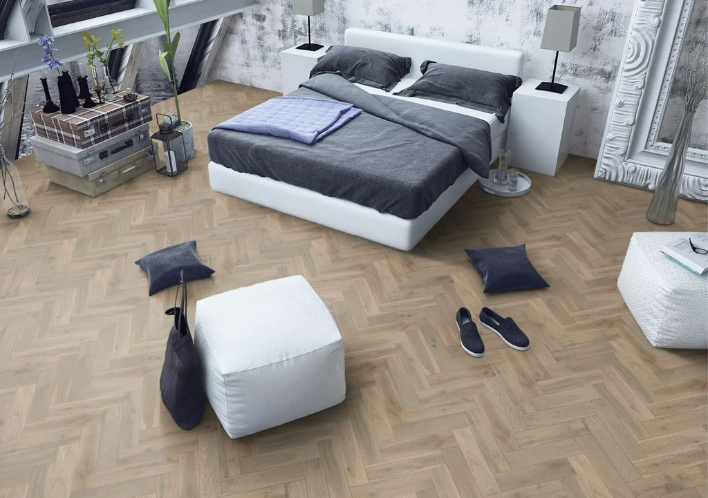 Liberty Lignum Strata Pearl Grey Oak 15x90mm 15mm Engineered Wood Flooring Herringbone