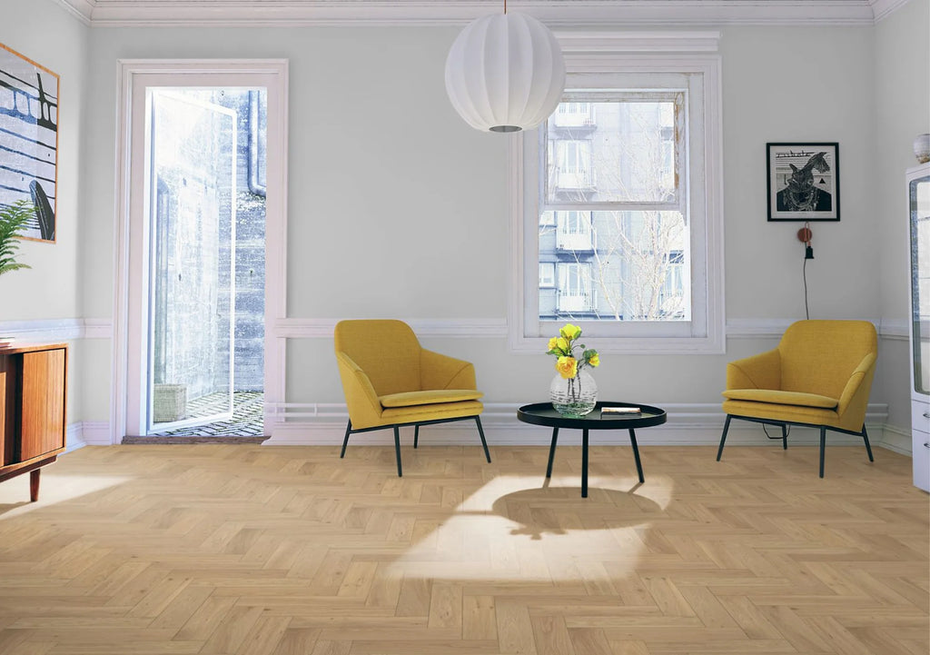 Liberty Whisper Oak 15x90mm Matt Lacquered & Brushed 15mm Engineered Wood Flooring Herringbone