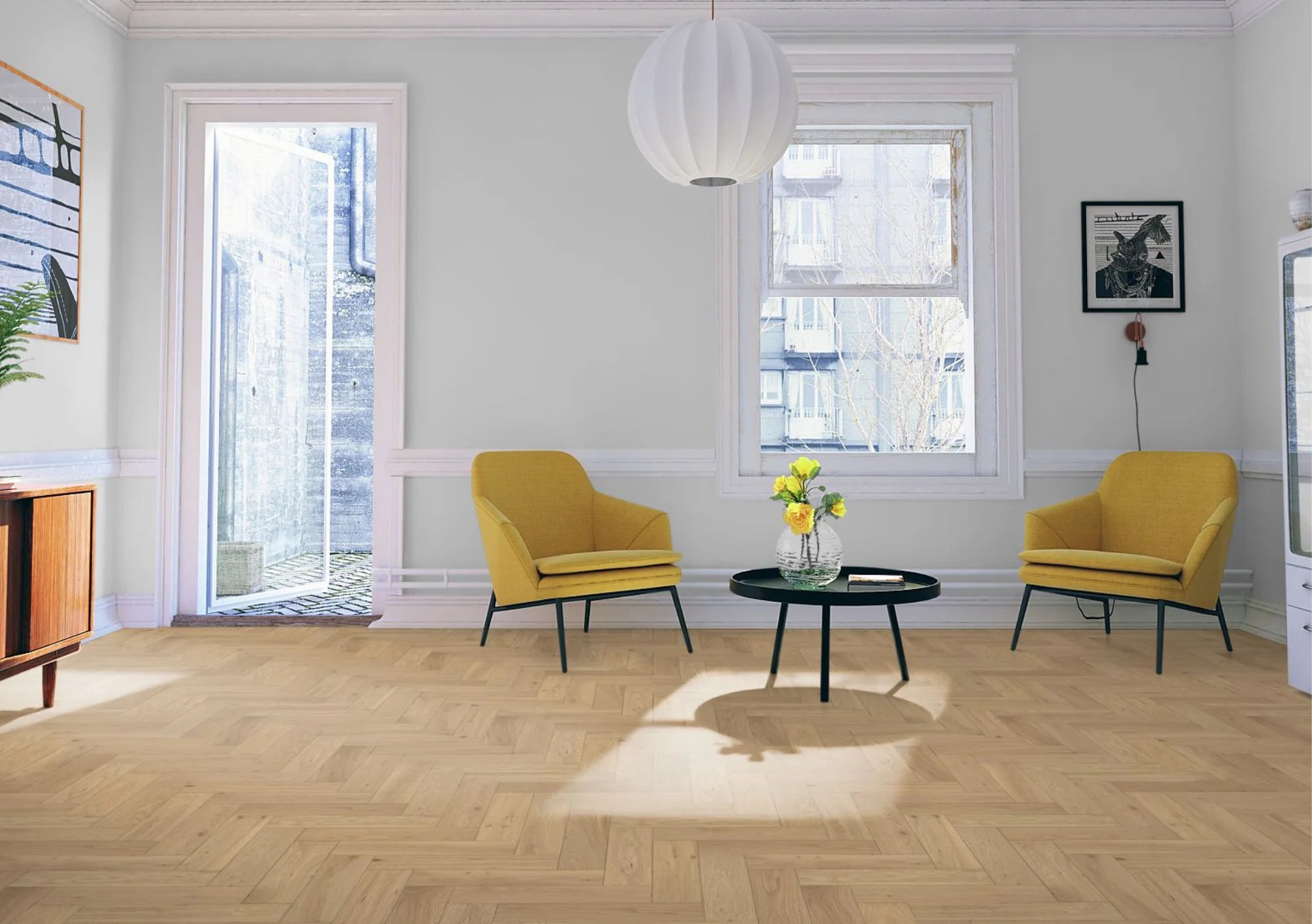 Liberty Whisper Oak 15x90mm Matt Lacquered & Brushed 15mm Engineered Wood Flooring Herringbone