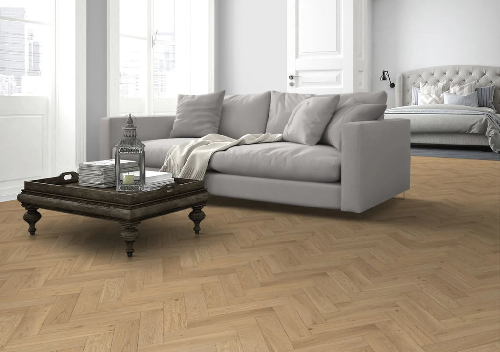 Liberty Whisper Oak 15x90mm Matt Lacquered & Brushed 15mm Engineered Wood Flooring Herringbone