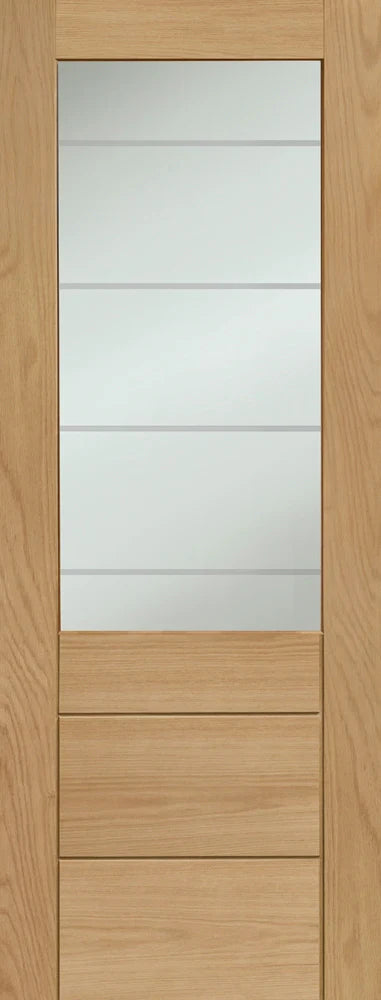 XL Joinery Internal Oak Palermo Original 2XG with Clear Etched Glass Fire Door