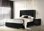 Sareer Phoenix Black Fabric Double Bed