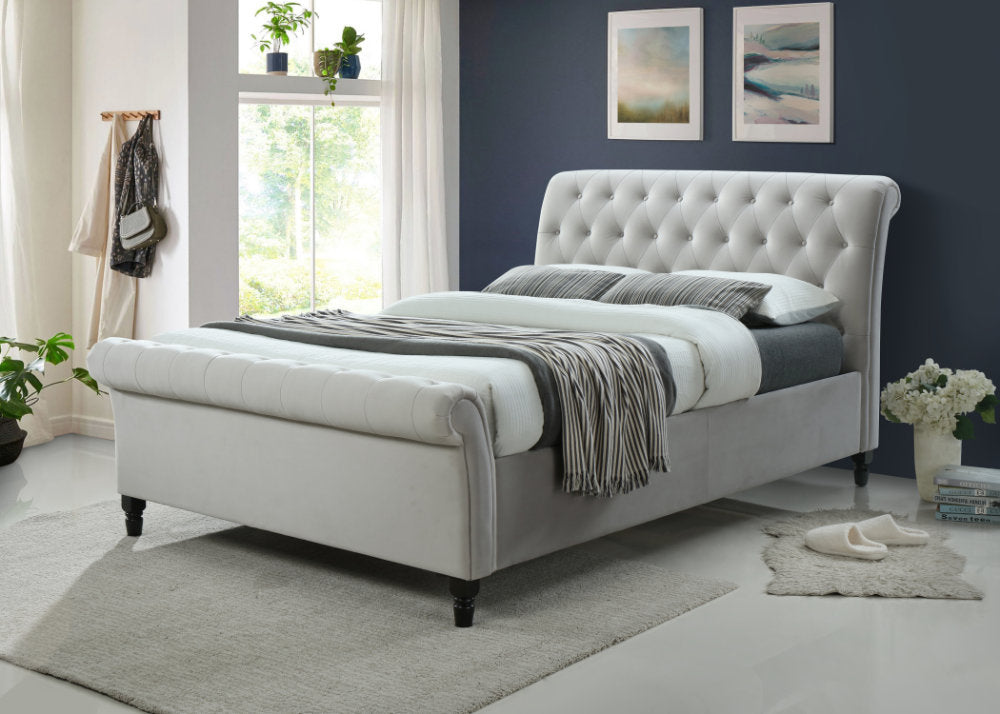 Sareer Richmond Side Lift Ottoman Fabric Bed Light Grey
