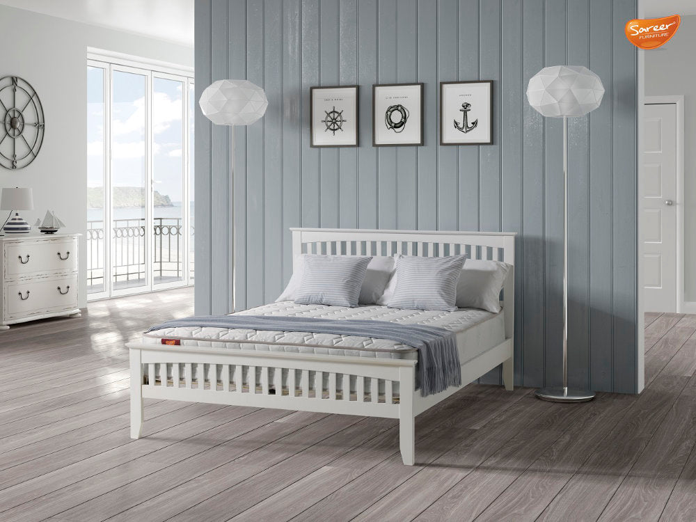 Sareer Sandhurst White Wooden Bed Frame Various Sizes