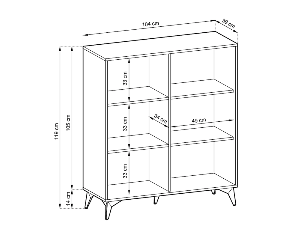 Diamond Highboard Cabinet 104cm