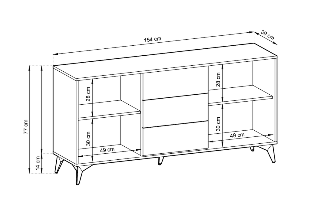 Diamond Large Sideboard Cabinet 154cm [Drawers]