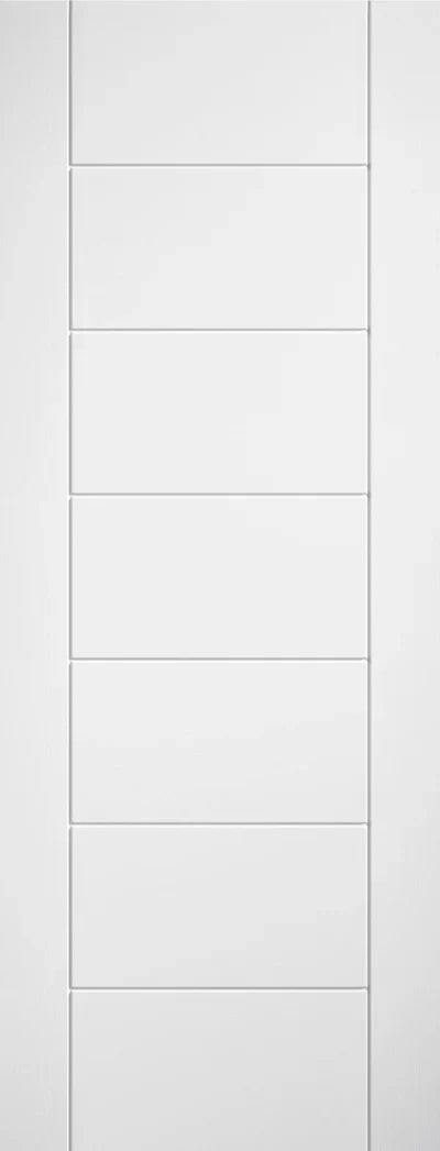 Internal White Linear 7 Panel White Laminate Pre-Finished Fire Door