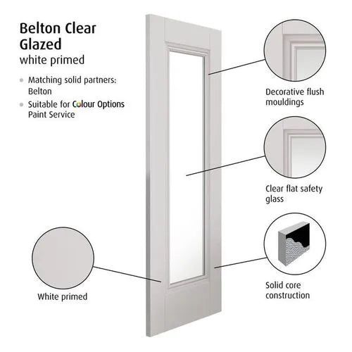 Liberty Belton White Primed 1 Light Etched Glass Internal Door