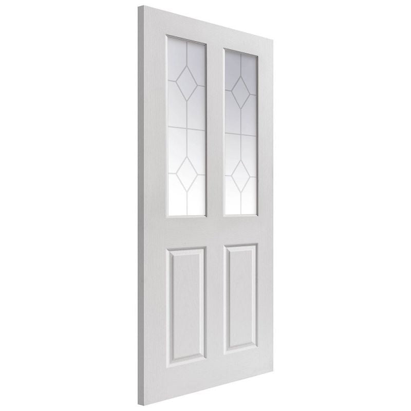 Liberty Internal White Primed Canterbury 2 Light Glazed Grained Door Etched Glass