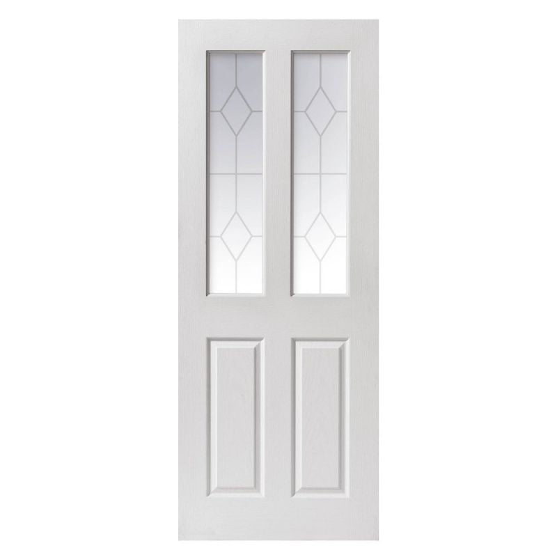 Liberty Internal White Primed Canterbury 2 Light Glazed Grained Door Etched Glass