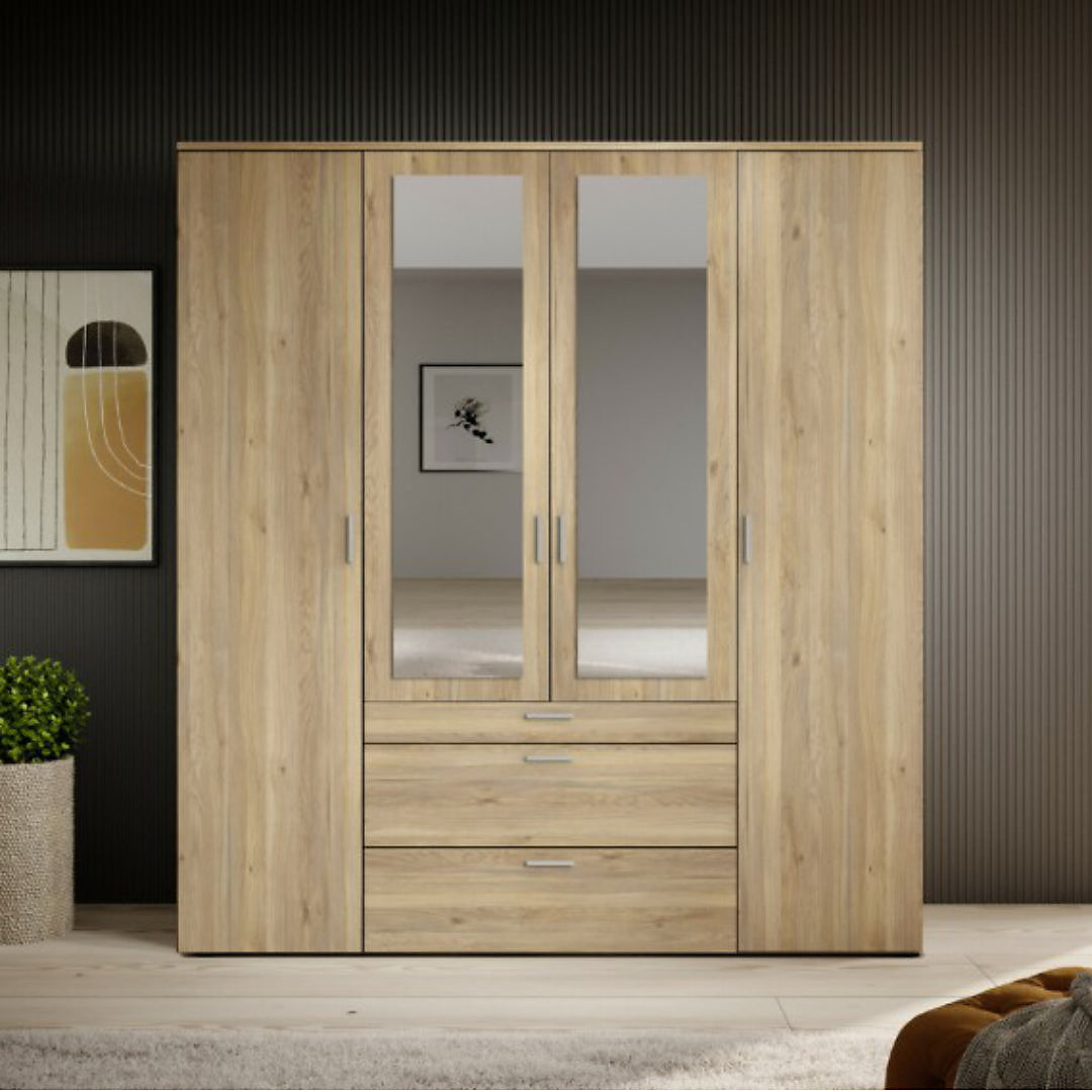 Vesala 4 Hinged Door Wardrobe with Mirror