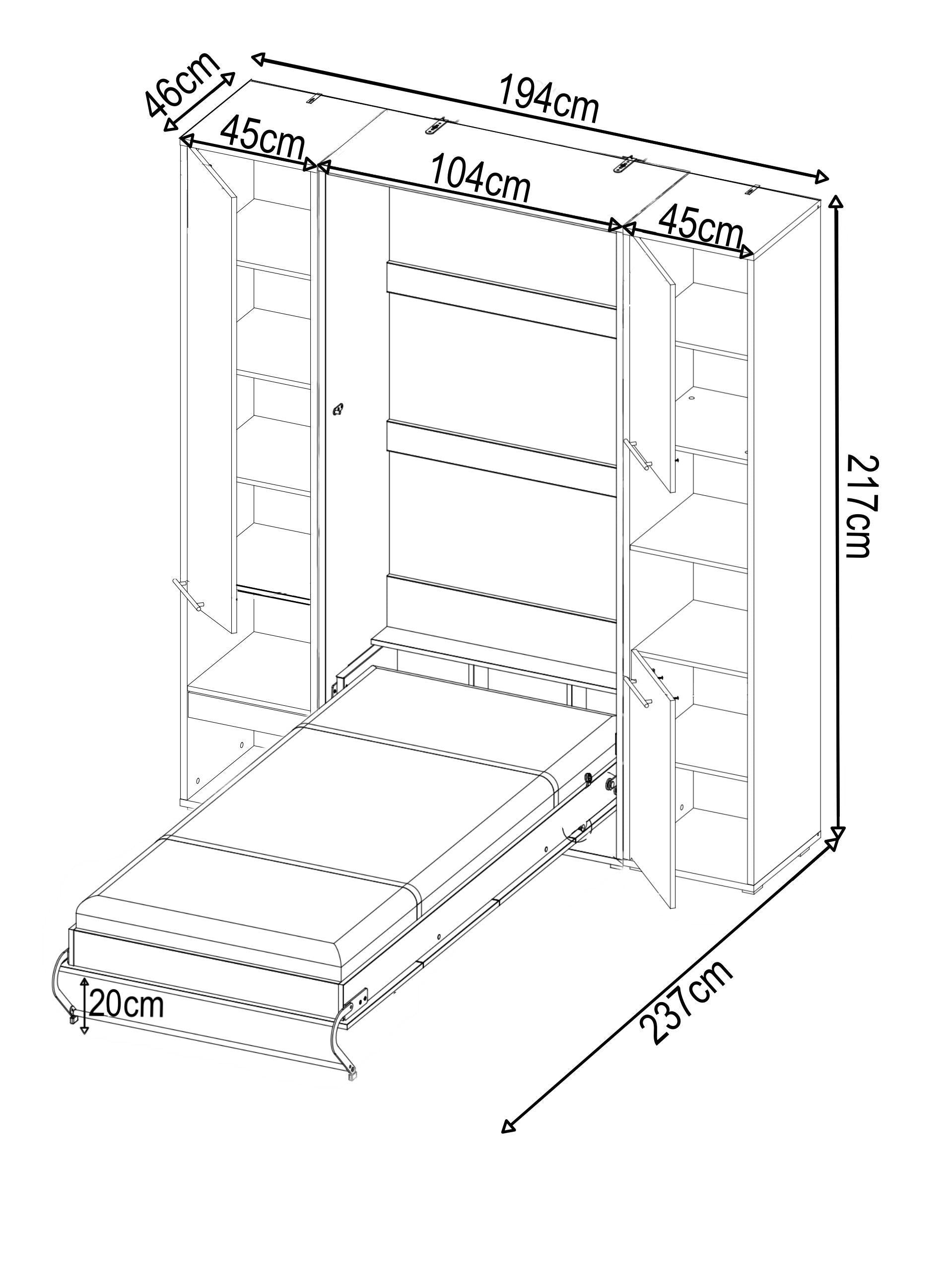 CP-03 Vertical Wall Bed Concept 90cm with Storage Cabinet