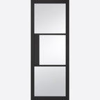 Internal Black Tribeca 3 Light Glazed Door With Clear Glass
