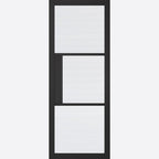 LPD Internal Black Tribeca Glazed Door With Reeded Glass