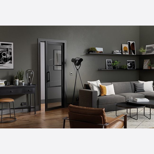 LPD Internal Black Tribeca Glazed Door With Tinted Glass