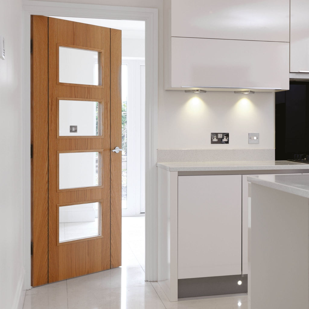 Liberty Internal Oak Blenheim Clear Glazed Fire Door Prefinished